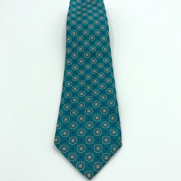 Lands' End Blue and Green Silk Tie - Picture 3 of 5